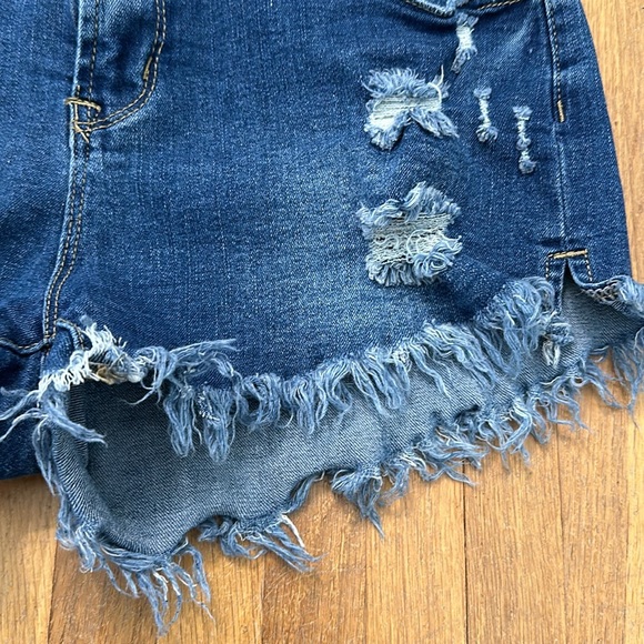Women’s blue denim distressed jean shorts - Picture 2 of 16